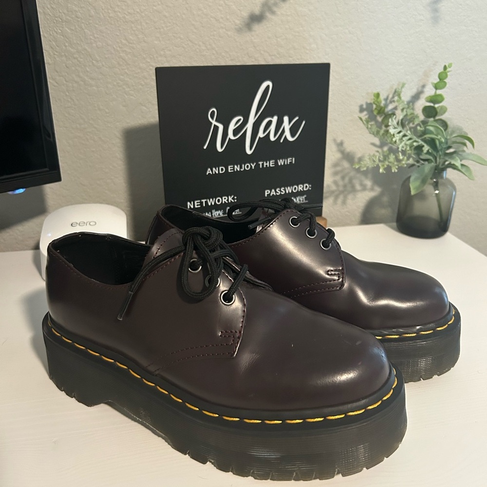 Dr. Martens Brown 1461 Smooth Leather Platform Shoes